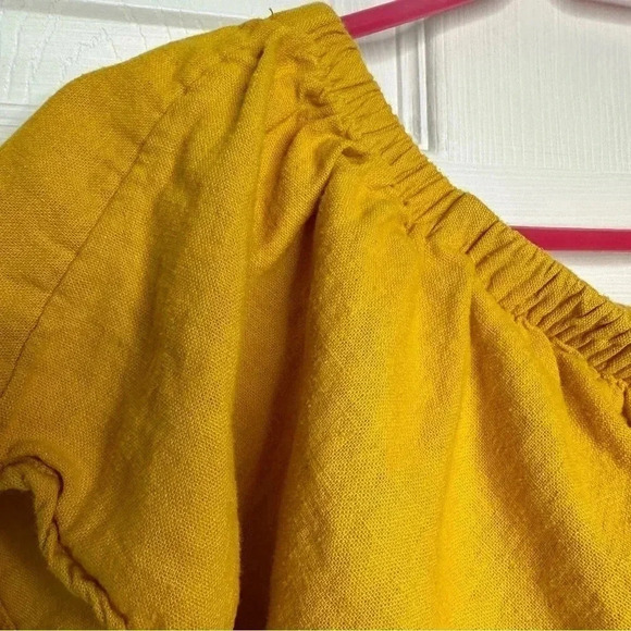Old Navy Off The Shoulder  Mini Dress Ruffles Linen Yellow Size Extra Small - Picture 4 of 16